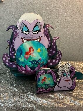 Disney Ursula Kids Backpack and Coin Purse Set - Purple/Teal/White